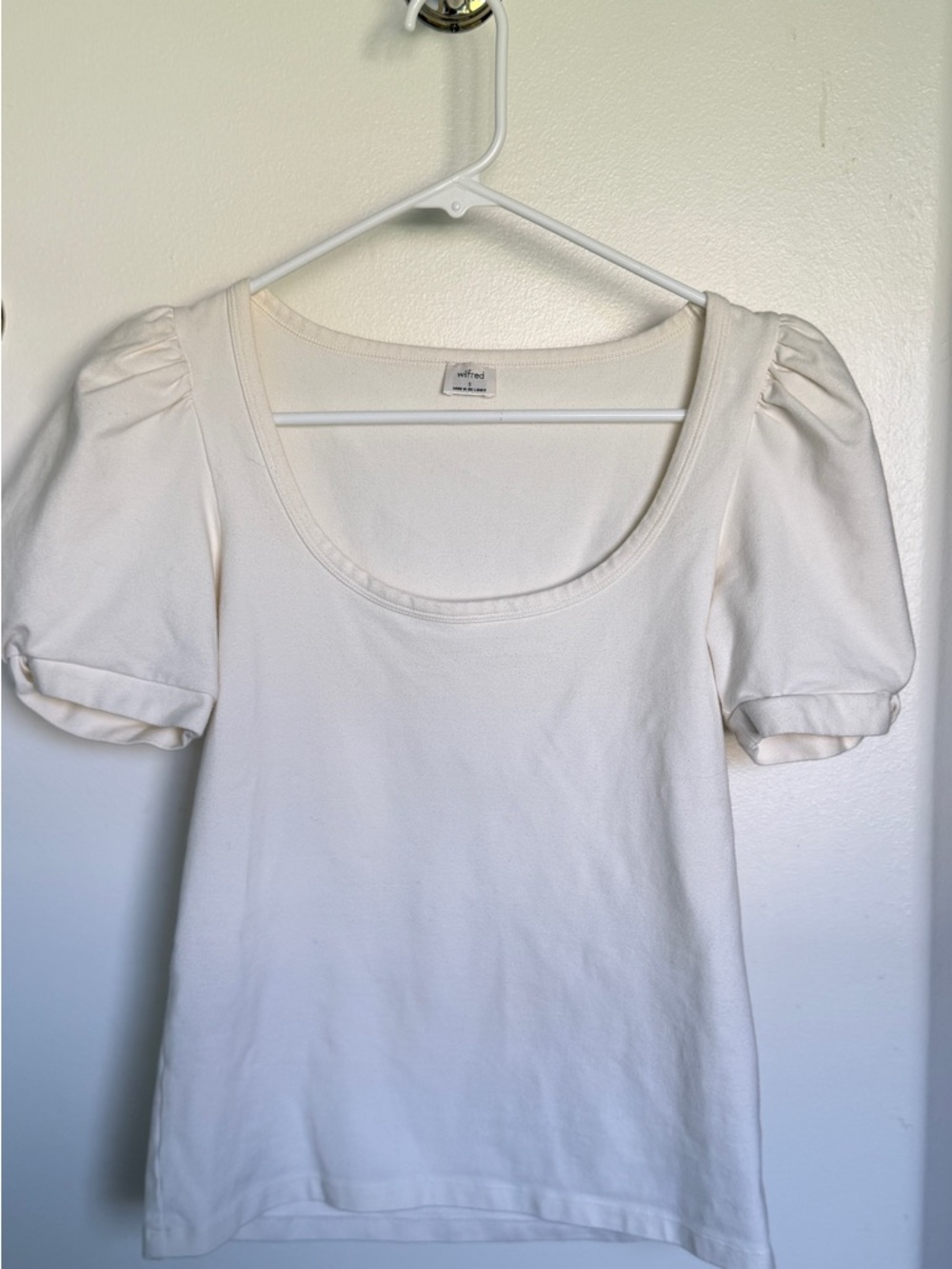 Wilfred Puff Sleeve Scoop Neck Top in Cream